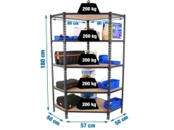 PROREGAL Eckregal Muli HxBxT 180 x 90 x 50 cm 5 Fachböden Fachlast 200 kg Anthrazit