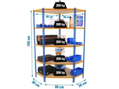 PROREGAL Eckregale^Eckregal Muli HxBxT 180 x 90 x 30 cm 5 Fachböden Fachlast 200 kg Blau-Orange