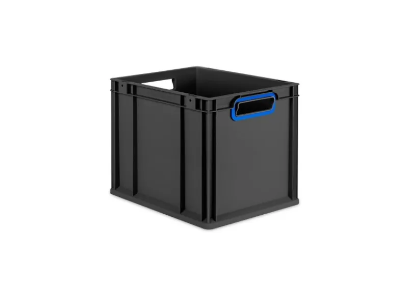 PROREGAL Aufbewahrung^Eurobox Nextgen Color HxBxT 32x30x40cm 30 Liter Griffe Blau Offen Schwarz Eurobehälter Transportbox Transportbehälter