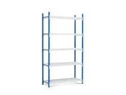 PROREGAL Kunststoffregale^Fachbodenregal Maximus Pro HxBxT 220 x 125 x 60 cm 5 Ebenen Offener Fachboden Fachlast 248 kg Lichtblau-Lichtgrau