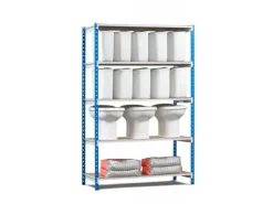 PROREGAL Fachbodenregal Maximus Pro HxBxT 240 x 125 x 50 cm 5 Ebenen PVC-Fachboden Fachlast 248 kg Lichtblau-Lichtgrau