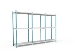 PROREGAL Fachbodenregal Maximus Pro HxBxT 240 x 100 x 50 cm 3 Ebenen PVC-Fachboden Fachlast 286 kg Lichtblau-Lichtgrau