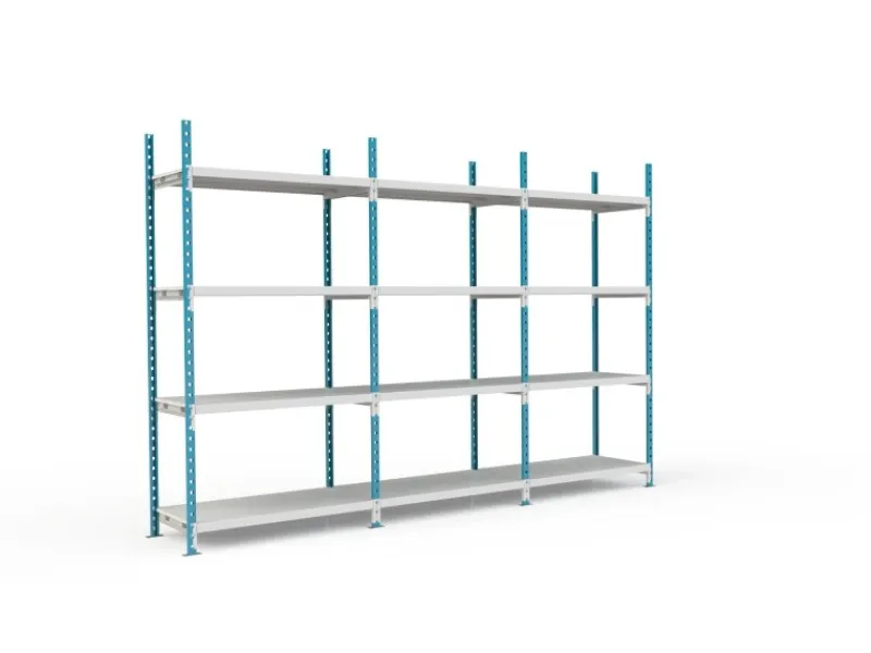 PROREGAL Kunststoffregale^Fachbodenregal Maximus Pro HxBxT 300 x 125 x 50 cm 4 Ebenen PVC-Fachboden Fachlast 248 kg Lichtblau-Lichtgrau