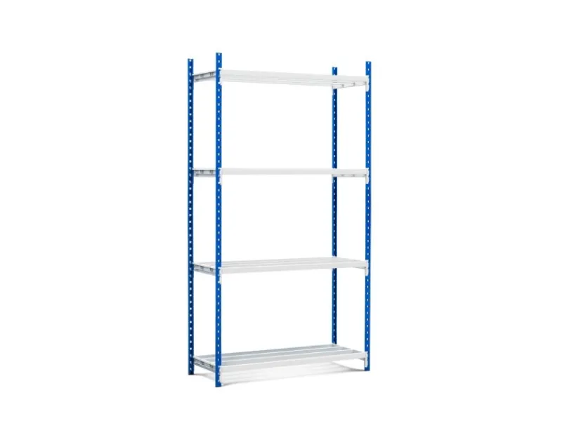 PROREGAL Kunststoffregale^Fachbodenregal Maximus Pro HxBxT200 x 125 x 40 cm 4 Ebenen Offener Fachboden Fachlast 248 kg Lichtblau-Lichtgrau