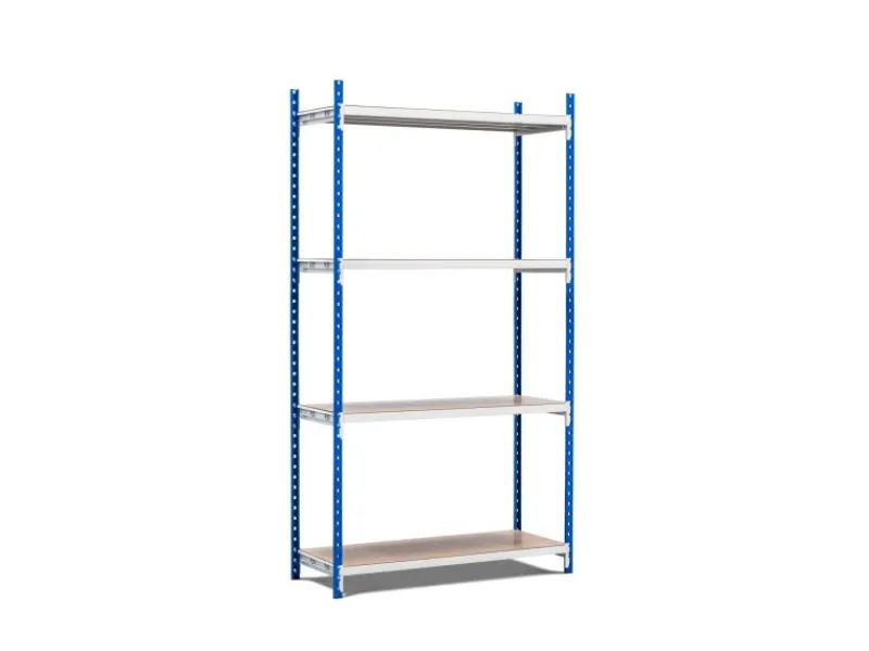 PROREGAL Kunststoffregale^Fachbodenregal Maximus Pro HxBxT 300 x 125 x 80 cm 4 Ebenen Spanplatten-Fachboden Fachlast 278 kg Lichtblau-Lichtgrau