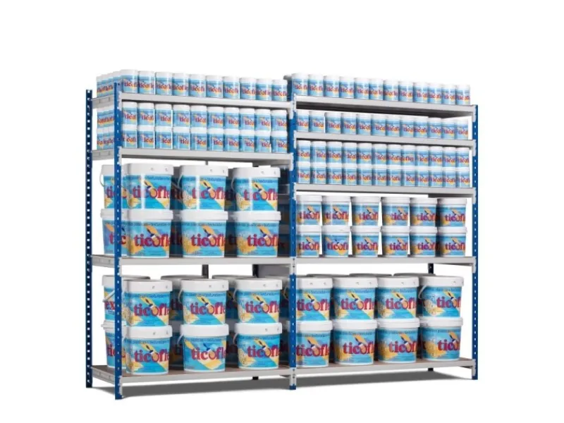 PROREGAL Fachbodenregal Maximus HxBxT 260 x 100 x 34 cm 4 Ebenen Offener Fachboden Fachlast 136 kg Lichtblau-Lichtgrau