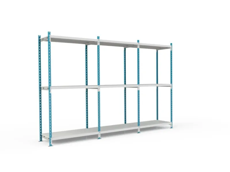 PROREGAL Kunststoffregale^Fachbodenregal Maximus Pro HxBxT 300 x 100 x 50 cm 3 Ebenen Metallplatten-Fachboden Fachlast 286 kg Lichtblau-Lichtgrau