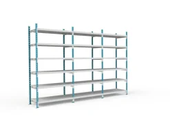 PROREGAL Fachbodenregal Maximus HxBxT 220 x 125 x 68 cm 6 Ebenen PVC-Fachboden Fachlast 152 kg Lichtblau-Lichtgrau