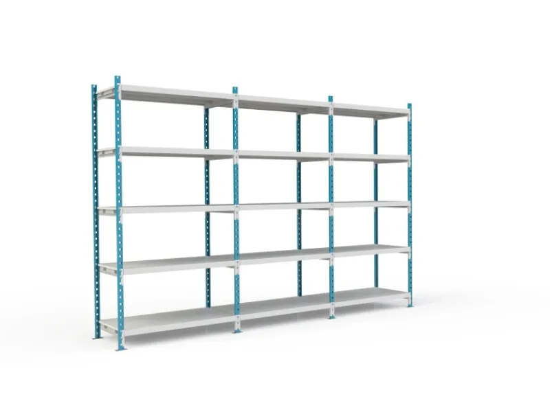 PROREGAL Kunststoffregale^Fachbodenregal Maximus Pro HxBxT 260 x 125 x 60 cm 5 Ebenen PVC-Fachboden Fachlast 248 kg Lichtblau-Lichtgrau