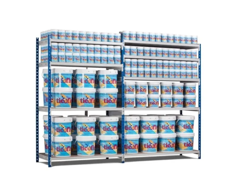 PROREGAL Kunststoffregale^Fachbodenregal Maximus HxBxT200 x 125 x 34 cm 4 Ebenen PVC-Fachboden Fachlast 114 kg Lichtblau-Lichtgrau