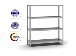 PROREGAL Fachbodenregal Schraubsystem Light-Duty Grundregal HxBxT 150 x 130 x 40 cm 4 Ebenen Fachlast 125 kg Beidseitig Nutzbar