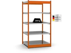 PROREGAL Fachbodenregal Stecksystem Vierkant-Profil Grundregal HxBxT 200 x 102,5 x 80 cm 5 Ebenen Einseitige Bauart Fachlast 200 kg