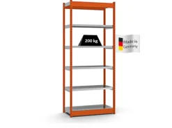 PROREGAL Fachbodenregal Stecksystem Vierkant-Profil Grundregal HxBxT 250 x 102,5 x 40 cm 6 Ebenen Einseitige Bauart Fachlast 200 kg
