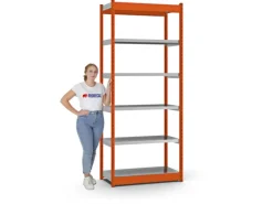 PROREGAL Fachbodenregal Stecksystem Vierkant-Profil Grundregal HxBxT 250 x 102,5 x 40 cm 6 Ebenen Einseitige Bauart Fachlast 200 kg