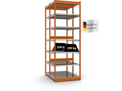 PROREGAL Büroregale^Fachbodenregal Stecksystem Vierkant-Profil Grundregal HxBxT 300 x 102,5 x 60 cm 2x7 Ebenen Doppelseitige Bauart Fachlast 200 kg