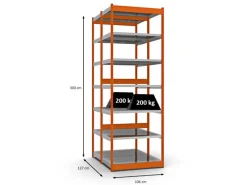 PROREGAL Büroregale^Fachbodenregal Stecksystem Vierkant-Profil Grundregal HxBxT 300 x 102,5 x 60 cm 2x7 Ebenen Doppelseitige Bauart Fachlast 200 kg