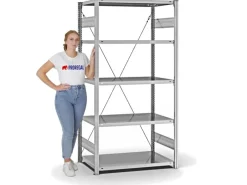 PROREGAL Kellerregale^Fachbodenregal Stecksystem T-Profil Medium-Duty Grundregal HxBxT 200 x 100 x 60 cm 5 Ebenen Fachlast 240 kg Einseitig Nutzbar