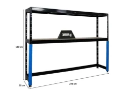 PROREGAL Regale Schwarz|Schwerlastregal^Garagenregal HERCULES Platzsparend Unterfahrbar HxBxT 180x240x50cm 2 Lagerebenen Fachlast 300kg Schwarz Lagerregal Schwerlastregal