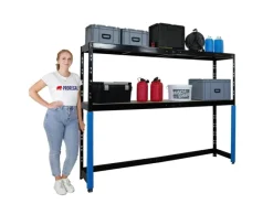 PROREGAL Regale Schwarz|Schwerlastregal^Garagenregal HERCULES Platzsparend Unterfahrbar HxBxT 180x240x50cm 2 Lagerebenen Fachlast 300kg Schwarz Lagerregal Schwerlastregal