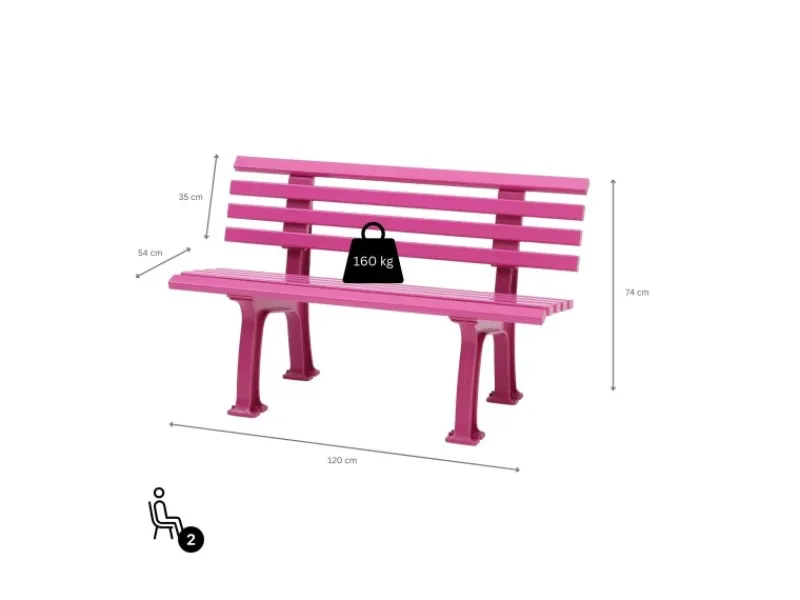 PROREGAL Gartenbank Antigua 2 Sitzer HxBxT 74 x 120 x 54 cm Witterungskunststoff & UV Beständiger Kunststoff Parkbank Sitzbank