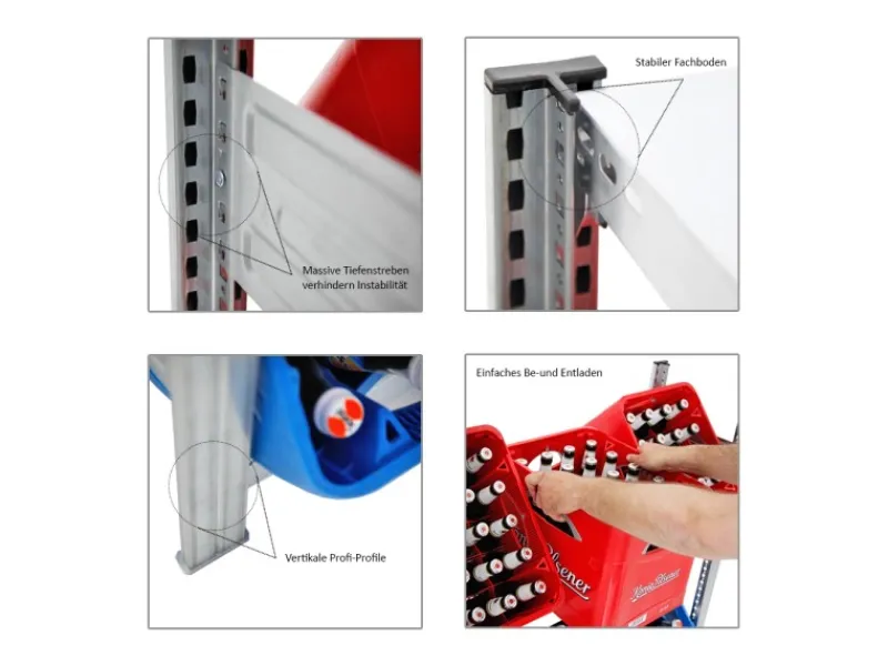 PROREGAL Weitere Regale^Getränkekisten- & Reifenregal Chiemsee Tire Made in Germany HxBxT 200 x 106 x 43,5 cm 3 Kisten auf 1 Ebene & 4 Reifen & 2 Boards Verzinkt