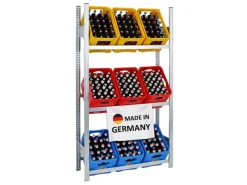 PROREGAL Flaschenregale^Getränkekistenregal Getränkeregal Chiemsee Made in Germany HxBxT 185 x 106 x 34 cm 9 Kisten auf 3 Ebenen Verzinkt