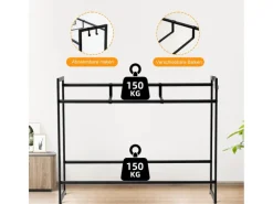 PROREGAL Getränkekistenregal Baldeneysee Inkl. 2 Haken & 2 Auflageträger HxBxT 82x104x32cm Höhenverstellbare Füße 2 Ebenen Schwarz