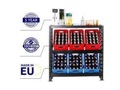 PROREGAL Regale Schwarz|Regal Weiß^Getränkekistenregal Getränkeregal Tegernsee XL HxBxT 110 x 110 x 30 cm 6 Kästen + Board