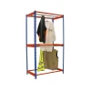 PROREGAL Kleiderstangenregal Metal Doppel HxBxT 200 x 120 x 75 cm Blau/Orange Kleiderständer Garderobe Klamottenregal Stangenregal Regal