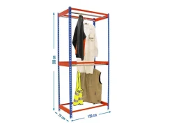 PROREGAL Kleiderstangenregal Metal Doppel HxBxT 200 x 120 x 75 cm Blau/Orange Kleiderständer Garderobe Klamottenregal Stangenregal Regal