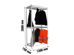 PROREGAL Kleiderstangenregal Metal Doppel HxBxT 200 x 120 x 75 cm Grau Kleiderständer Garderobe Klamottenregal Stangenregal Regal