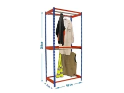 PROREGAL Garderoben^Kleiderstangenregal Metal Doppel HxBxT 250 x 90 x 75 cm Blau/Orange Kleiderständer Garderobe Klamottenregal Stangenregal Regal