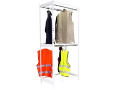 PROREGAL Kleiderstangenregal Metal Doppel HxBxT 200 x 90 x 75 cm Weiß Kleiderständer Garderobe Klamottenregal Stangenregal Regal