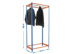 PROREGAL Kleiderstangenregal Metal Einzel HxBxT 200 x 120 x 50 cm Blau/Orange Kleiderständer Garderobe Klamottenregal Stangenregal Regal