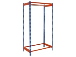 PROREGAL Kleiderstangenregal Metal Einzel HxBxT 150 x 90 x 50 cm Blau/Orange Kleiderständer Garderobe Klamottenregal Stangenregal Regal