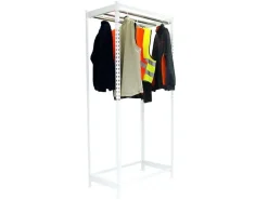 PROREGAL Garderoben^Kleiderstangenregal Metal Einzel HxBxT 300 x 90 x 50 cm Weiß Kleiderständer Garderobe Klamottenregal Stangenregal Regal