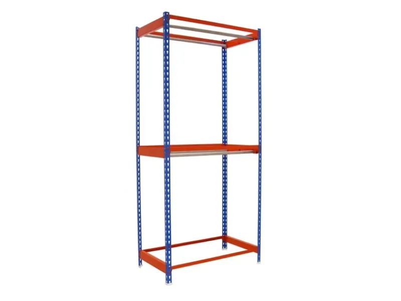 PROREGAL Kleiderstangenregal Metal Doppel HxBxT 300 x 90 x 75 cm Blau/Orange Kleiderständer Garderobe Klamottenregal Stangenregal Regal
