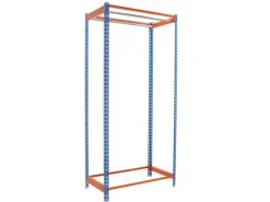PROREGAL Garderoben^Kleiderstangenregal Metal Einzel HxBxT 250 x 120 x 50 cm Blau/Orange Kleiderständer Garderobe Klamottenregal Stangenregal Regal