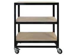 PROREGAL Kommissionierwagen BÜFFEL Fahrbares Kommissionierregal 100x90x50cm 3 Ebenen Fachlast 50kg 2x Mit Feststellbremse Schwarz