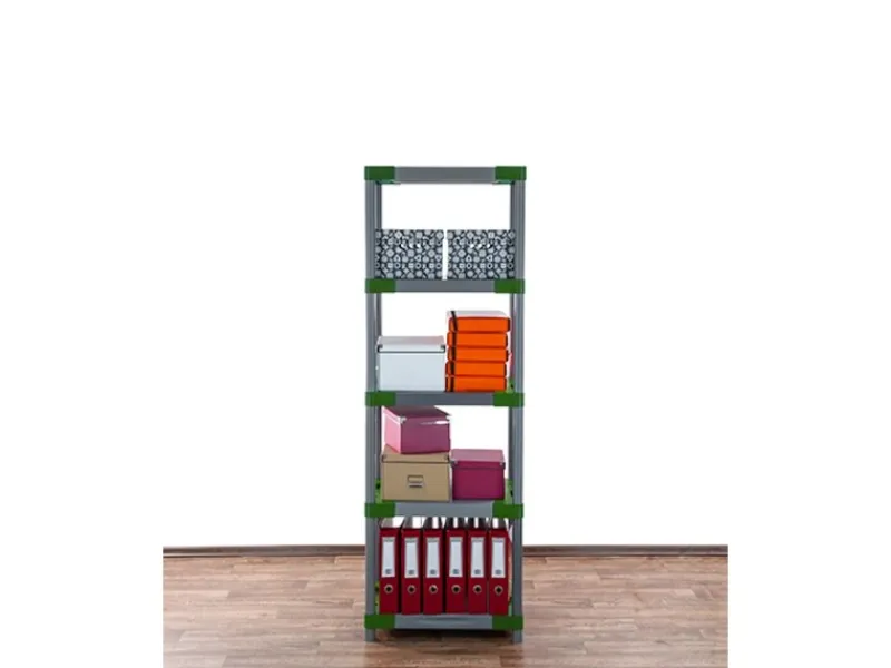 PROREGAL Kunststoffregale^Kunststoffregal Grey Bear Tall HxBxT 180 x 70 x 46 cm Fachlast 120 kg Grau/Grün