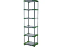 PROREGAL Kunststoffregal Grey Bear Extra-Tall HxBxT 220 x 70 x 46 cm Fachlast 120 kg Grau/Grün