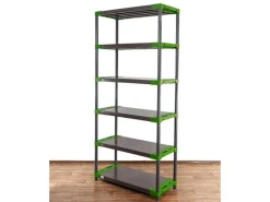 PROREGAL Kunststoffregal Grey Bear Extra-Tall HxBxT 220 x 100 x 46 cm Fachlast 120 kg Grau/Grün