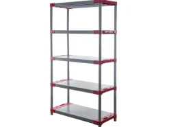 PROREGAL Kunststoffregale^Kunststoffregal Big Grey Bear Tall HxBxT 180 x 100 x 46 cm Fachlast 160 kg Grau/Rot