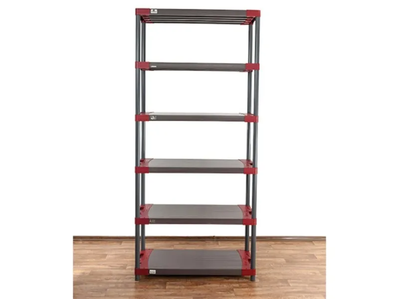 PROREGAL Kunststoffregale^Kunststoffregal Grey Bear Extra-Tall HxBxT 220 x 110 x 46 cm Fachlast 120 kg Grau/Rot