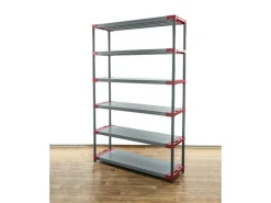 PROREGAL Kunststoffregal Grey Bear Extra-Tall HxBxT 220 x 140 x 46 cm Fachlast 70 kg Grau/Rot