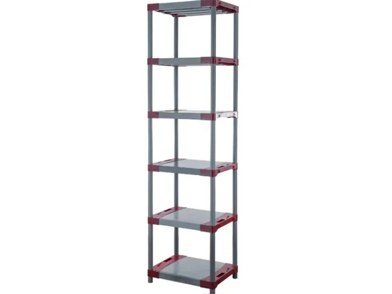 PROREGAL Kunststoffregale^Kunststoffregal Grey Bear Extra-Tall HxBxT 220 x 70 x 46 cm Fachlast 120 kg Grau/Rot