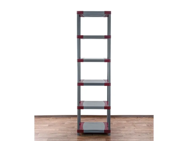 PROREGAL Kunststoffregale^Kunststoffregal Grey Bear Extra-Tall HxBxT 220 x 70 x 46 cm Fachlast 120 kg Grau/Rot