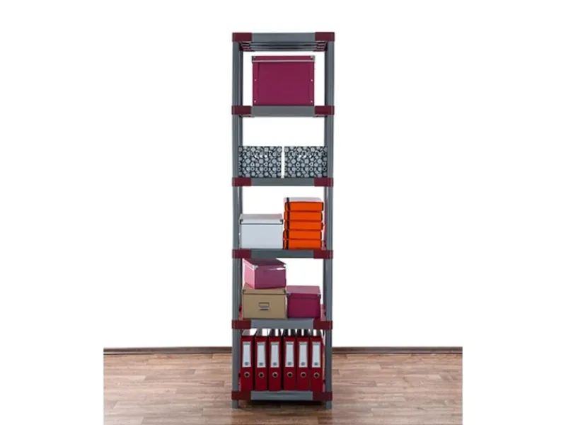 PROREGAL Kunststoffregale^Kunststoffregal Grey Bear Extra-Tall HxBxT 220 x 70 x 46 cm Fachlast 120 kg Grau/Rot