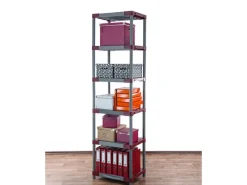 PROREGAL Kunststoffregale^Kunststoffregal Grey Bear Extra-Tall HxBxT 220 x 70 x 46 cm Fachlast 120 kg Grau/Rot