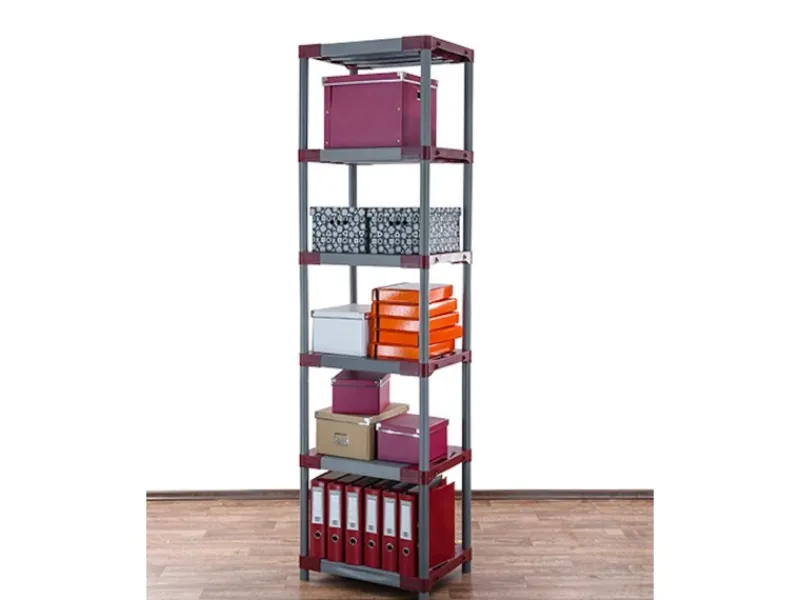 PROREGAL Kunststoffregale^Kunststoffregal Grey Bear Extra-Tall HxBxT 220 x 70 x 46 cm Fachlast 120 kg Grau/Rot